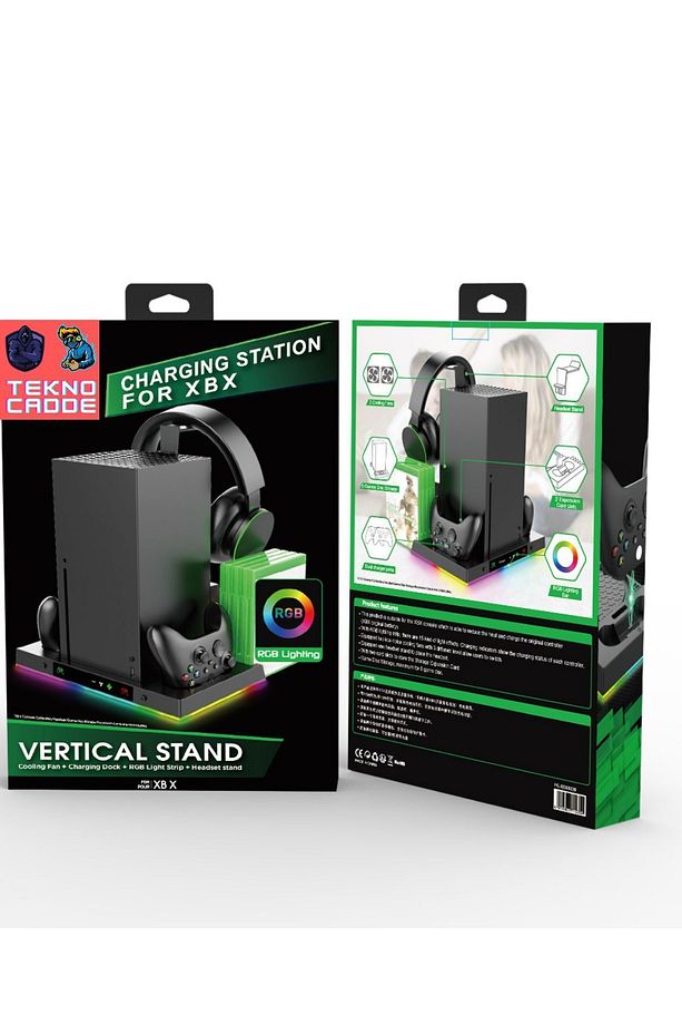 Xbx-023s Disk Tutucu Kulaklık Askısı Joystick Şarj Xbox Series X Rgb Soğutucu Fan Stand - 9