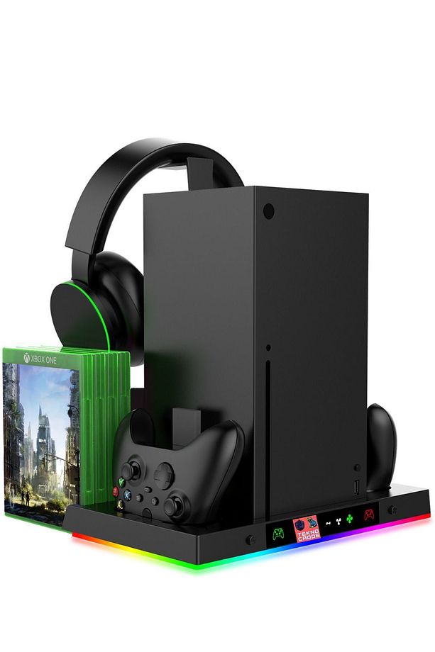 Xbx-023s Disk Tutucu Kulaklık Askısı Joystick Şarj Xbox Series X Rgb Soğutucu Fan Stand - 3