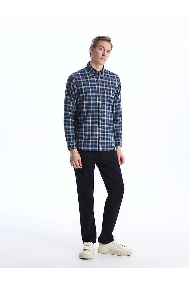 LCWAIKIKI Classic Regular Fit Uzun Kollu Ekose Erkek Gömlek - 3