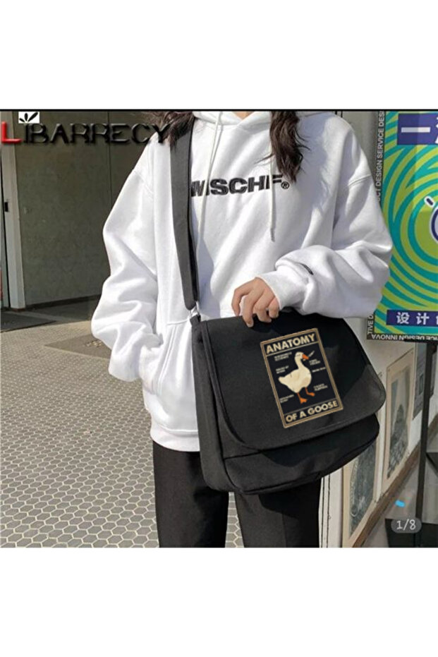Duck Anatomy Unisex Black Messenger Bag