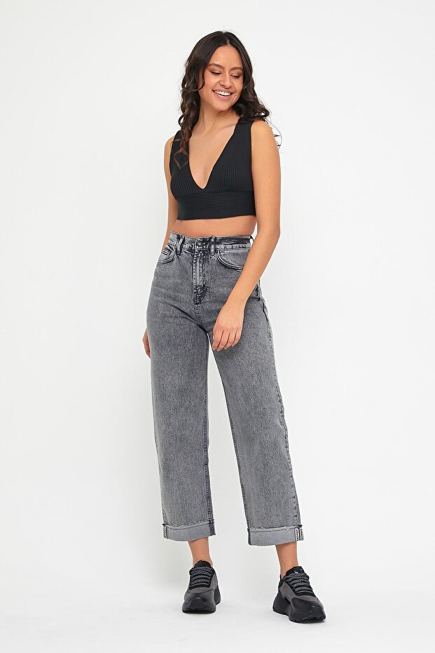 Paça Katlı Slouchy Jeans - 2