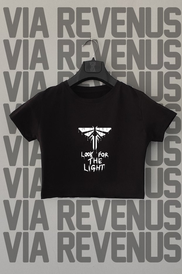 The Last of Us Printed Slim Fit Crew Neck Lycra Black Crop