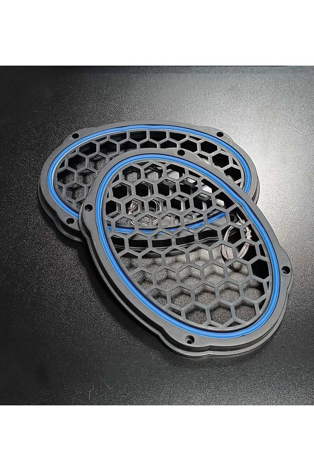 Oval 6X9 Mavi Neon Işıklı Hoparlör ve Midrange Kapağı Vidalanabilir 2 Adet - 3