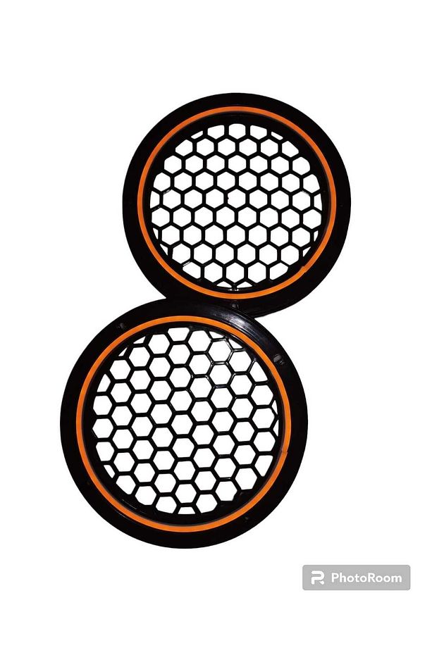 20cm Turuncu Neon Işıklı Hoparlör ve Midrange Kapağı 1takım (2adet) Vidalanabilir - 5
