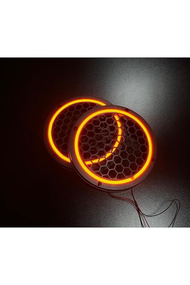20cm Turuncu Neon Işıklı Hoparlör ve Midrange Kapağı 1takım (2adet) Vidalanabilir - 4