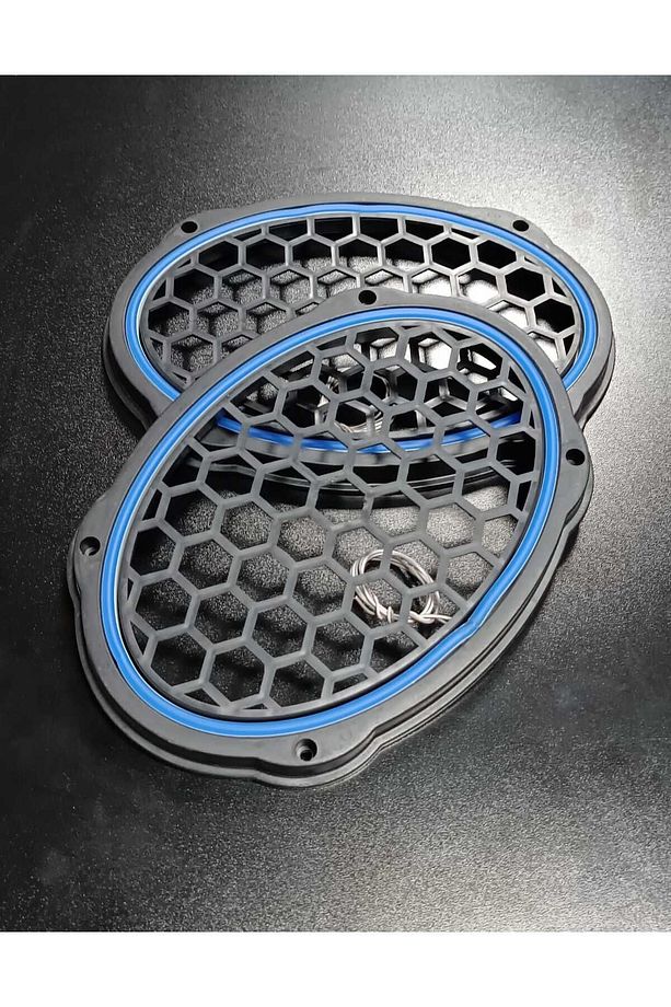 Oval 6X9 Mavi Neon Işıklı Hoparlör ve Midrange Kapağı Vidalanabilir 2 Adet - 1