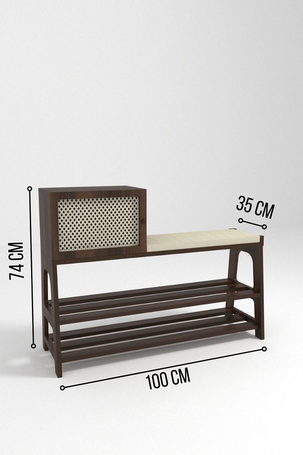 Ayakkabılık / Retro Bench Ayakkabılık / Oturaklı Ayakkabılık / Dekoratif Ayakkabılık /Raflı %100 MDF - 4