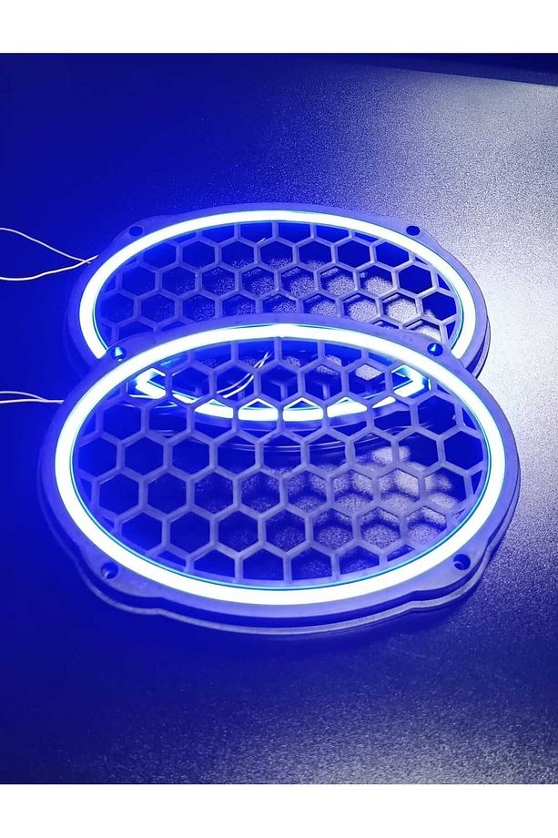 Oval 6X9 Mavi Neon Işıklı Hoparlör ve Midrange Kapağı Vidalanabilir 2 Adet - 4
