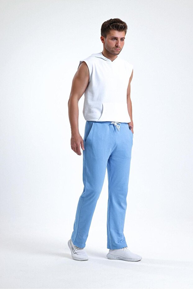 بنطال رياضي بقصة عادية باللون الأزرق - 1