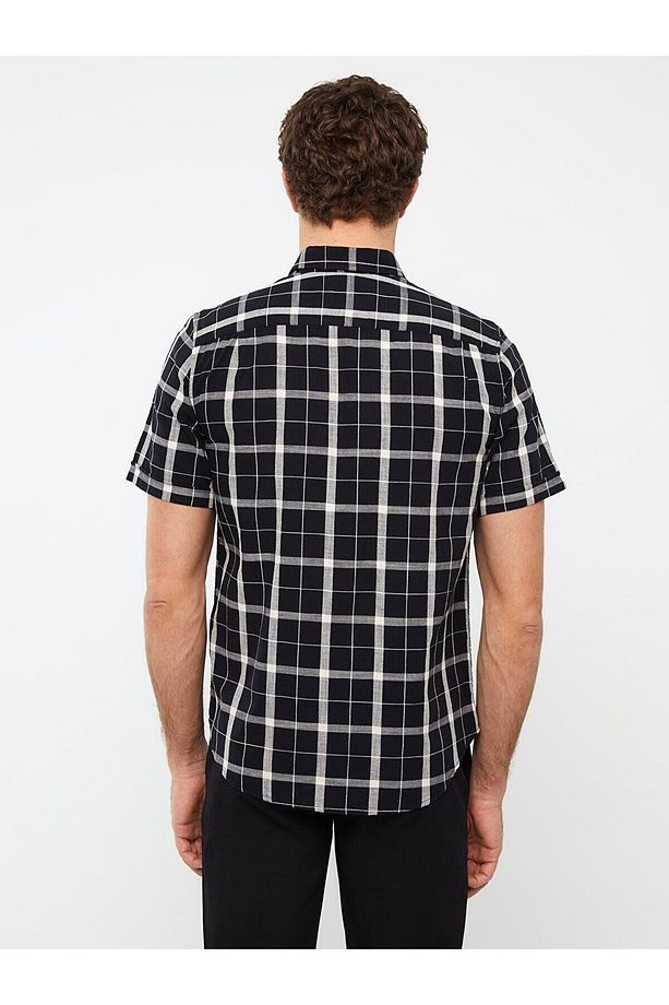LCWAIKIKI Classic Regular Fit Kısa Kollu Ekose Poplin Erkek Gömlek - 5