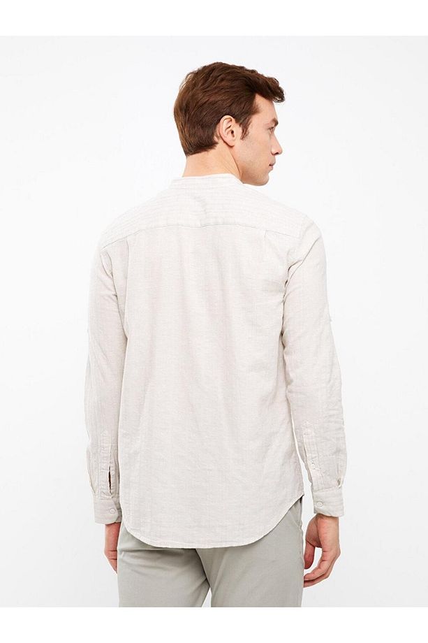 LCWAIKIKI Classic Regular Fit Uzun Kollu Keten Karışımlı Erkek Gömlek - 5