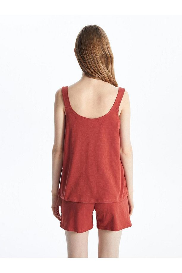 LCW DREAM U Yaka Düz Askılı Kadın Şortlu Pijama Takımı - 5