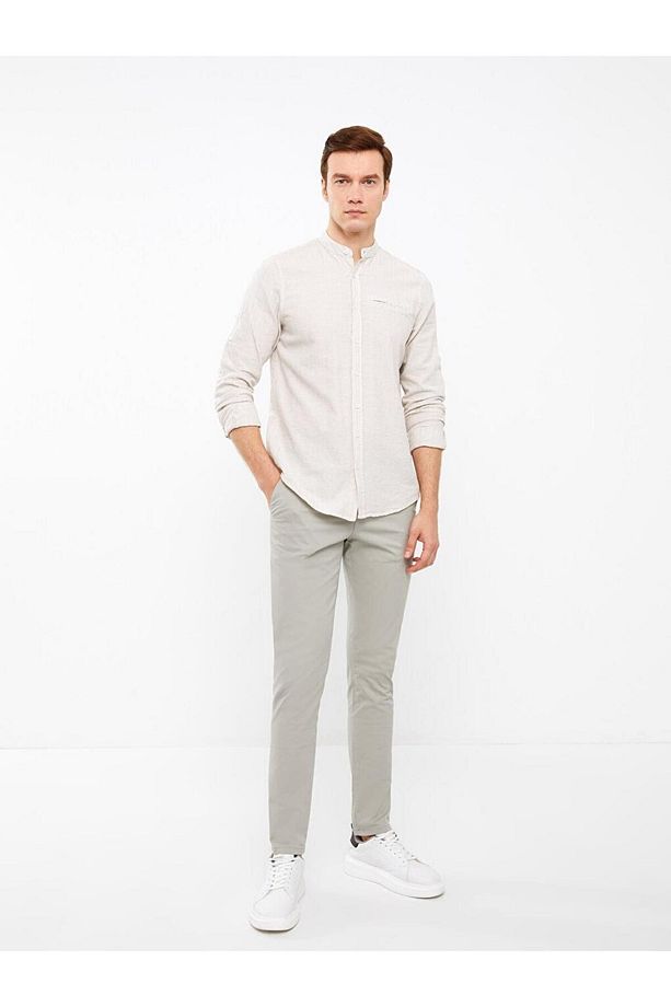 LCWAIKIKI Classic Regular Fit Uzun Kollu Keten Karışımlı Erkek Gömlek - 3