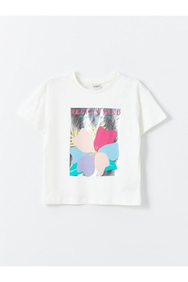 LCW Kids Crew Neck Printed Short Sleeve Girl's T-Shirt