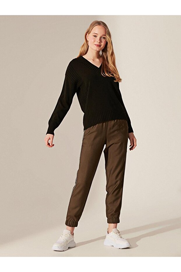 LCW Vision SİYAH Kadın Uzun Kol Triko Kazak Slim Salas - 2