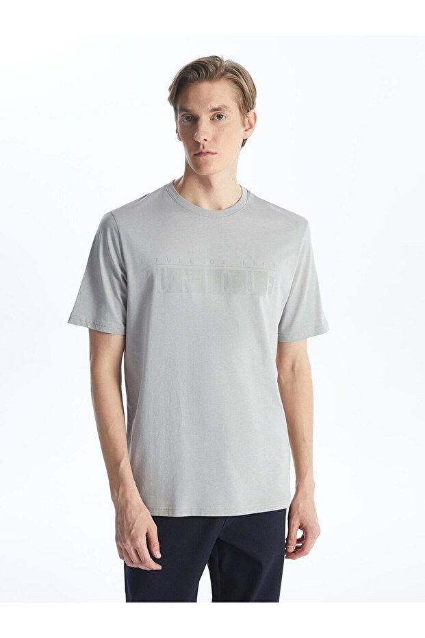Lcwaikiki Classic Crew Neck Short Sleeve Printed Combed Cotton Men's T-Shirt