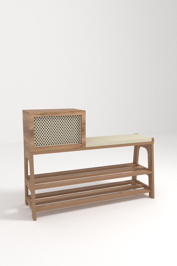 Ayakkabılık / Retro Bench Ayakkabılık / Oturaklı Ayakkabılık/dekoratif Ayakkabılık /raflı %100 Ahşap - 4