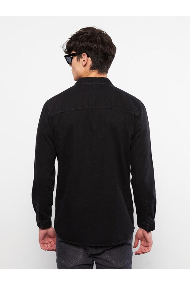 LCW Jeans Regular Fit Uzun Kollu Erkek Jean Gömlek - 5