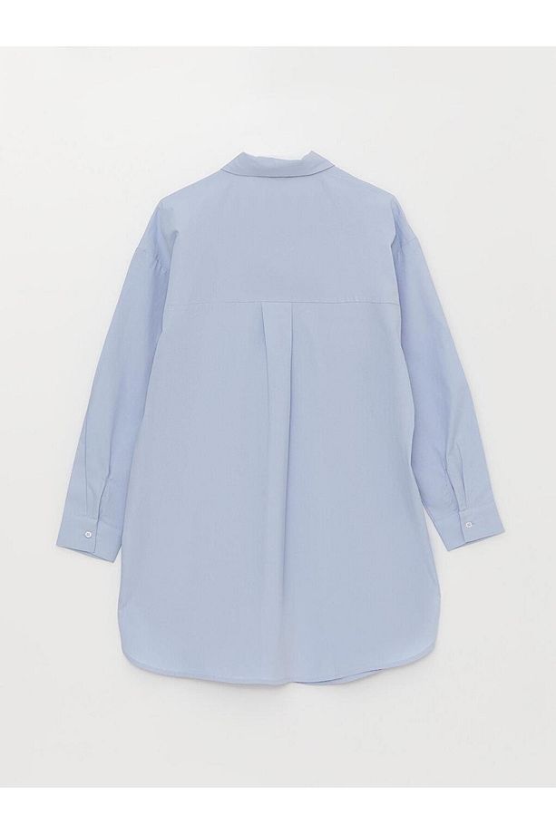 LCW Modest Düz Uzun Kollu Oversize Kadın Gömlek Tunik - 7