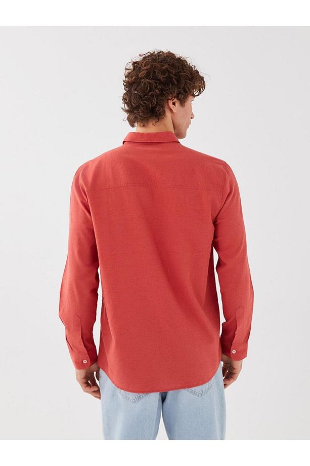 LCW Casual Regular Fit Uzun Kollu Keten Karışımlı Erkek Gömlek - 5