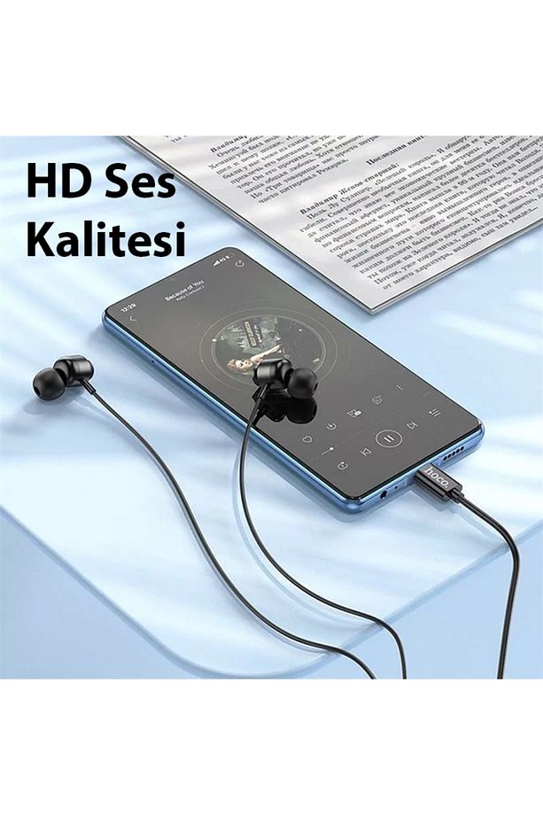 M122 Kulakiçi Mikrofonlu Kablolu Metal Type-C Kulaklık SİYAH - 2