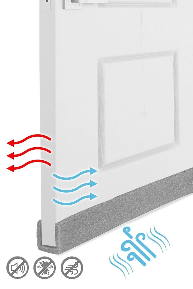 Snap-On under Door Isolation Sponge Heat Insulation Cold Air Cutter Insect and Dust Preventive Gray 1 Piece