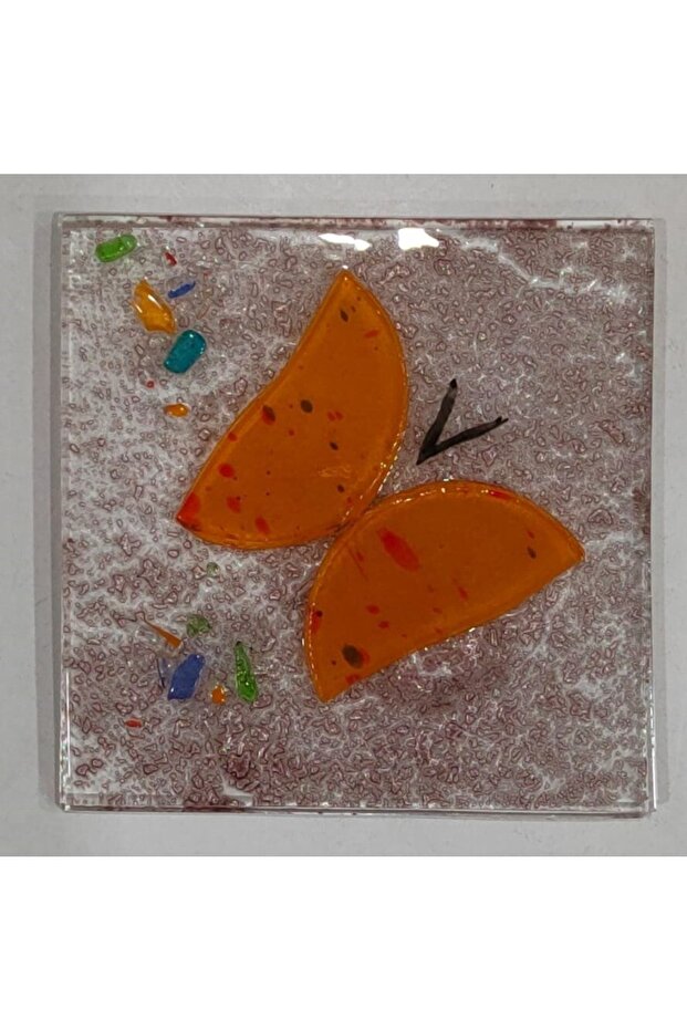 Butterfly Patterned Bathroom Glass Drain Cover Ornament Single Size: 10x10 Cm
