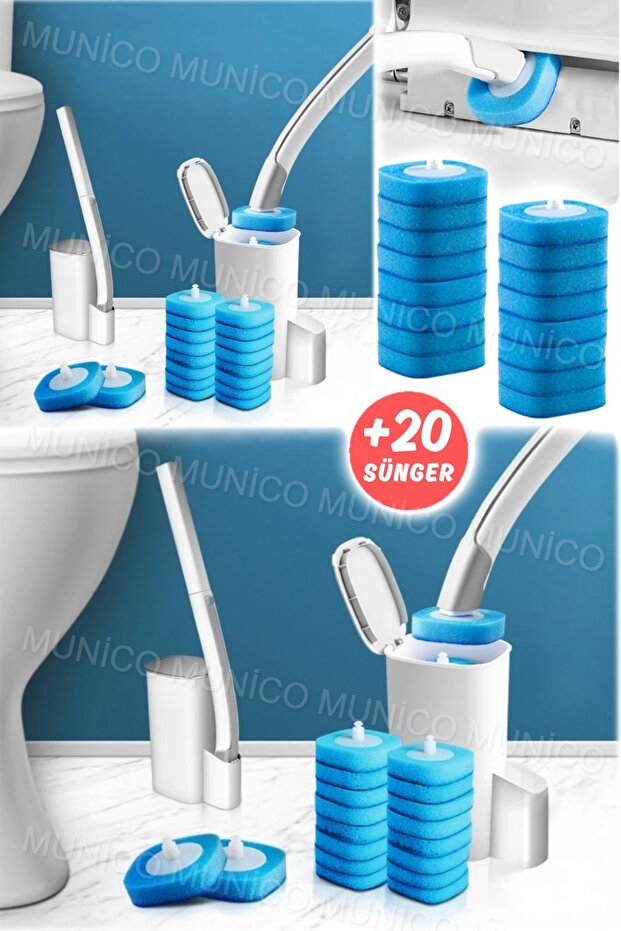 Tek Kullanımlık Tuvalet Temizleme Fırçası Seti Tuvalet Tuvalet Banyo Temizleme 20 Adet Süngerli - 7