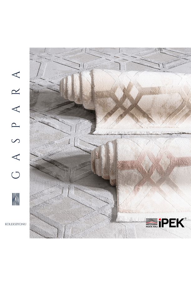 Gaspara Mavi Gri Retro Motifli Halı - 3