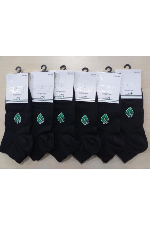 6-Pack Men's Black Bamboo Ankle Socks 095