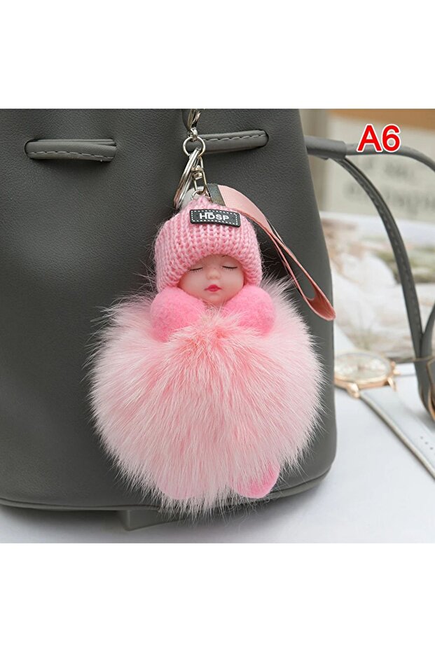 Mini pink fluffy Keychain baby 10cm fluffy fluffy