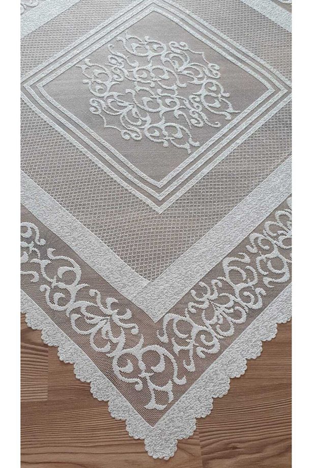 Osmanlı Desen Örme Fiskos Örtüsü - Krem - 2