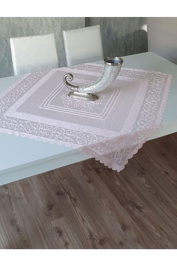 Osmanlı Desen Kdk Örme Tül Fiskos Örtüsü (PEMBE) - 1