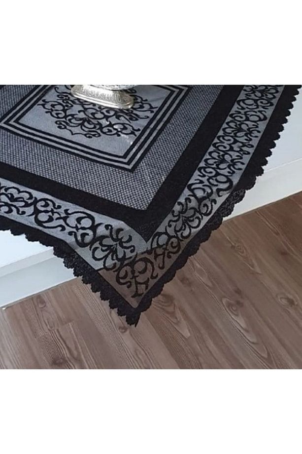 Osmanlı Desen Siyah Örme Fiskos Örtüsü - 2