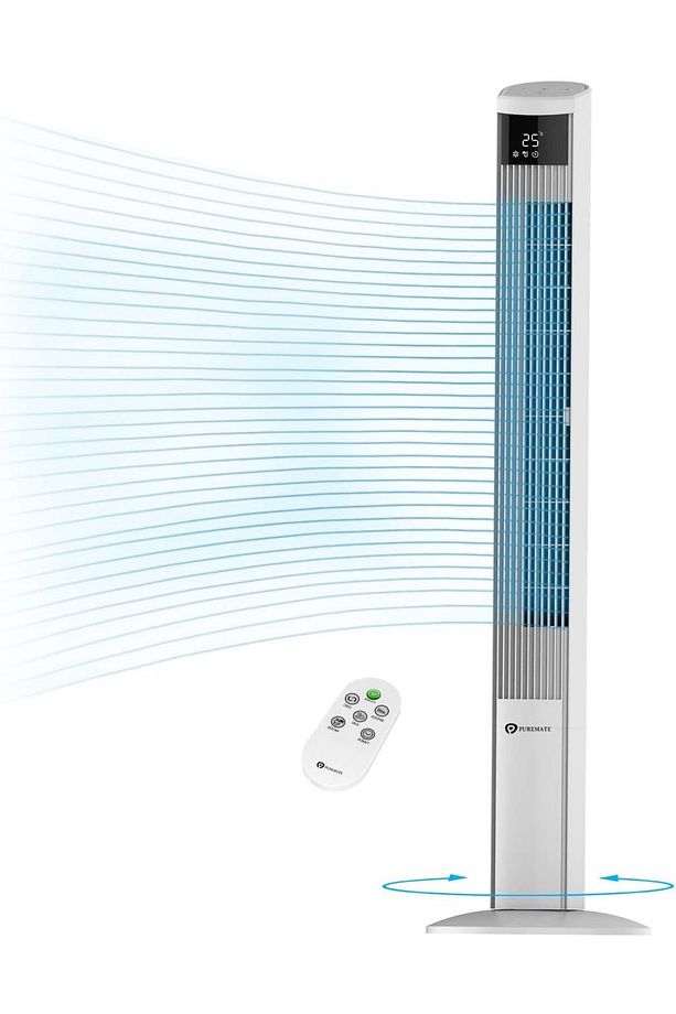 Hava Temizleme Cihazlı ve DC Motorlu Kule Fan 120cm, 12 Hız, 4 Mod, LED Ekran, Sessiz ve Salınımlı - 1
