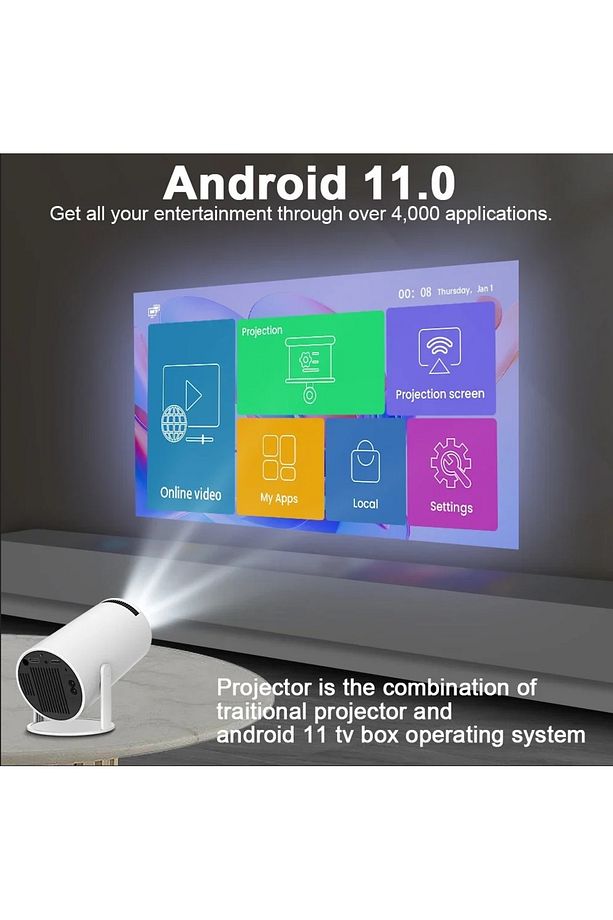 Wifi6 5G projektör Android 11 4K 150 ANSI çift WiFi BT 1280*720p taşınabilir ev sinema projeksiyon - 1