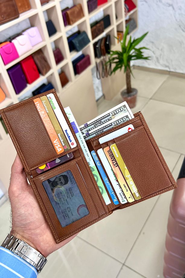 Masjen Taba Erkek Hakiki Deri Dikey Kibar Model Cüzdan - 3