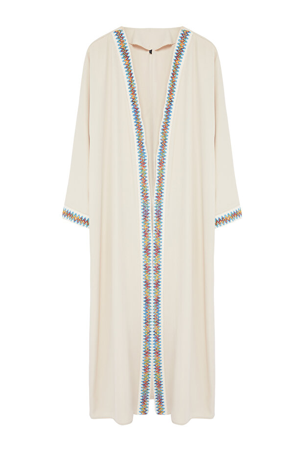 Taş Biye Detaylı Dokuma Kap & Ferace & Abaya & Kimono TCTSS24KF00033 - 7