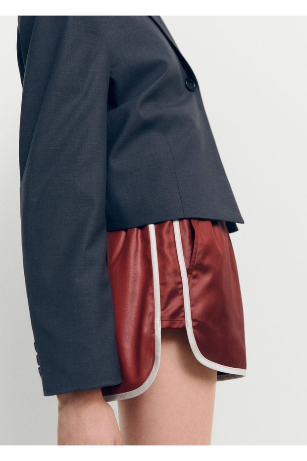 Beli lastikli saten şort - 7