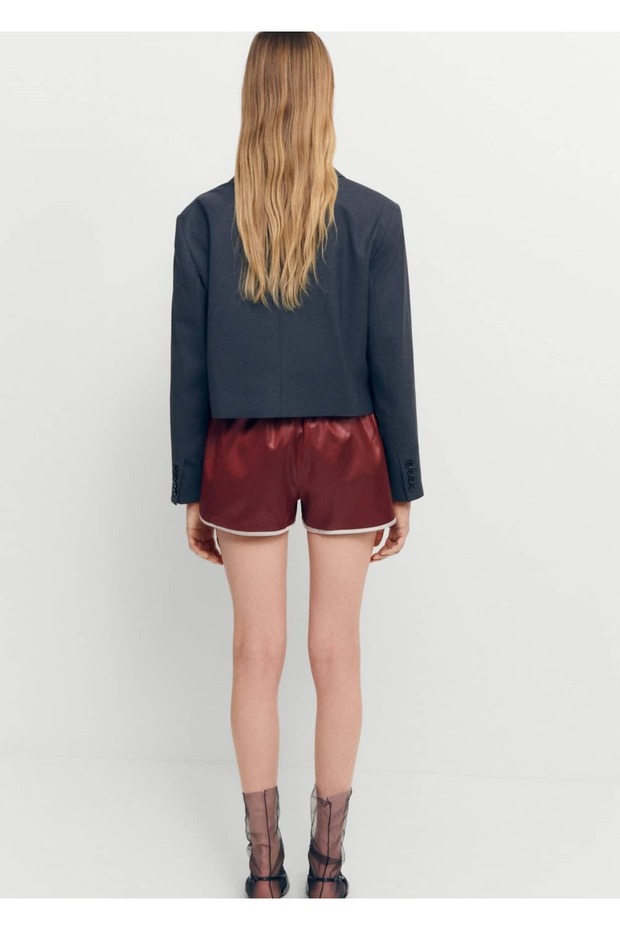 Beli lastikli saten şort - 4