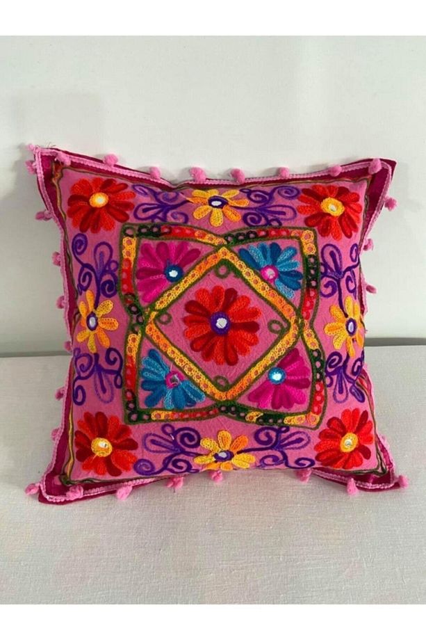 Patchwork Kırlent Kılıfı Bohem Pembe - 1