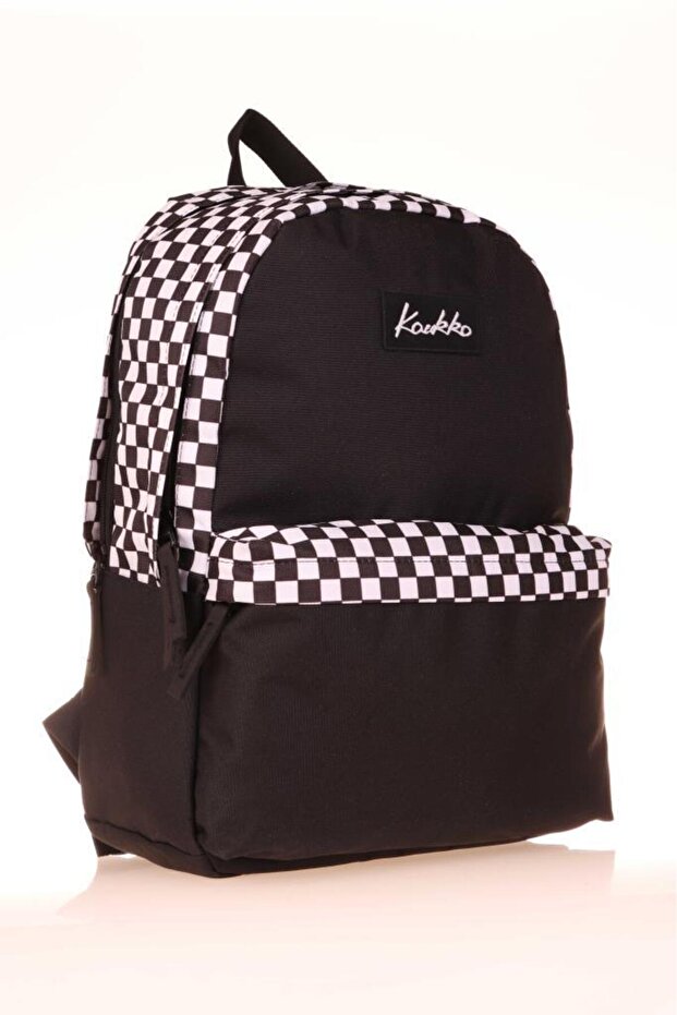 حقيبة ظهر مدرسية منقوشة باللون الأسود - الألوان الأساسية K1629 - 4