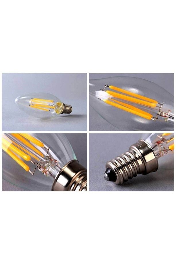 4w Dimmerli Avizeler Için Dekoratif Rustik Kıvrık Led Ampul E-14 Duylu 3200k Sarı Işık 5 Adet - 3