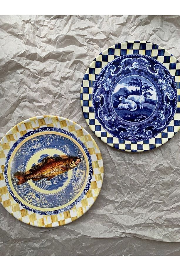 Dekoratif Duvar Tabağı Duvar Süsü Balıklı Tabak Blue Blanc Tabak No:19 - 6