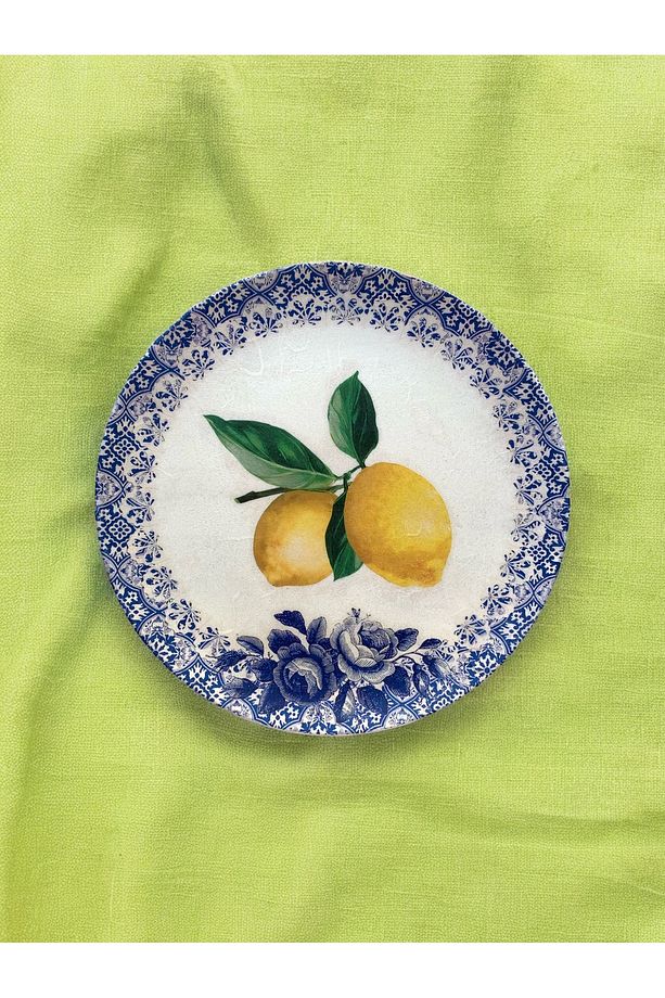 Limon Çini Desenli Duvar Tabağı Dekoratif Bahçe Balkon Mutfak Salon Duvar Süsü No:145 - 1