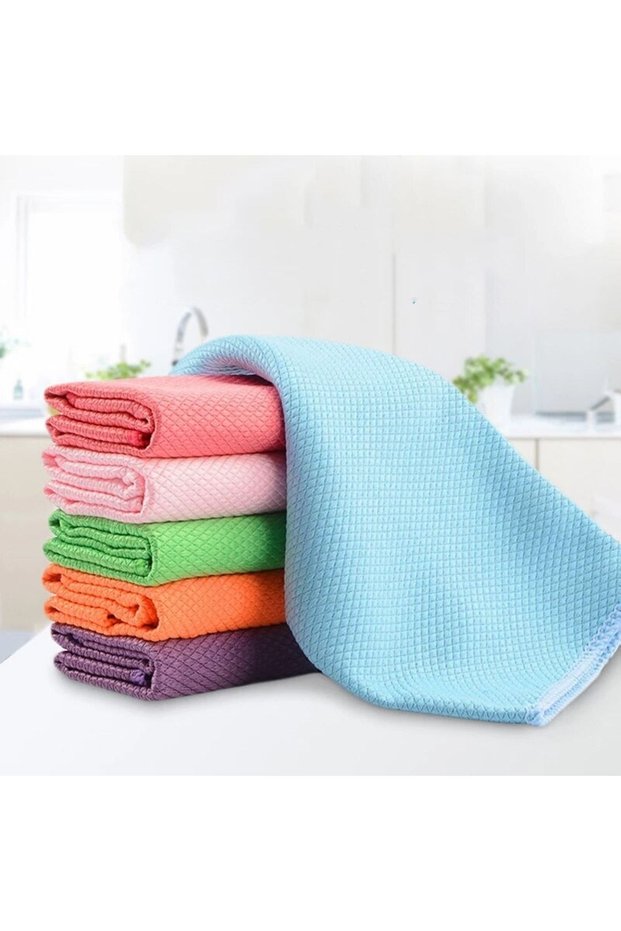 4 Pieces Microfiber Glass Cloth 40 x 40 cm - German Quality Oblong Pattern Cleaning Cloth Non-Streaking