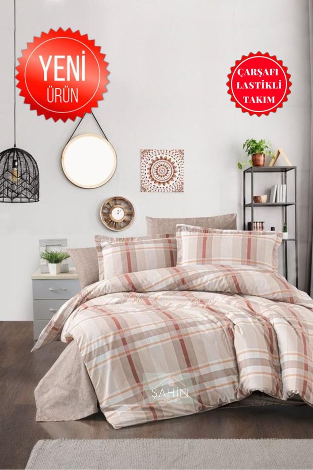 Teen Room Plaid Pattern Single Duvet Cover Set, Fitted Sheet (100x200)