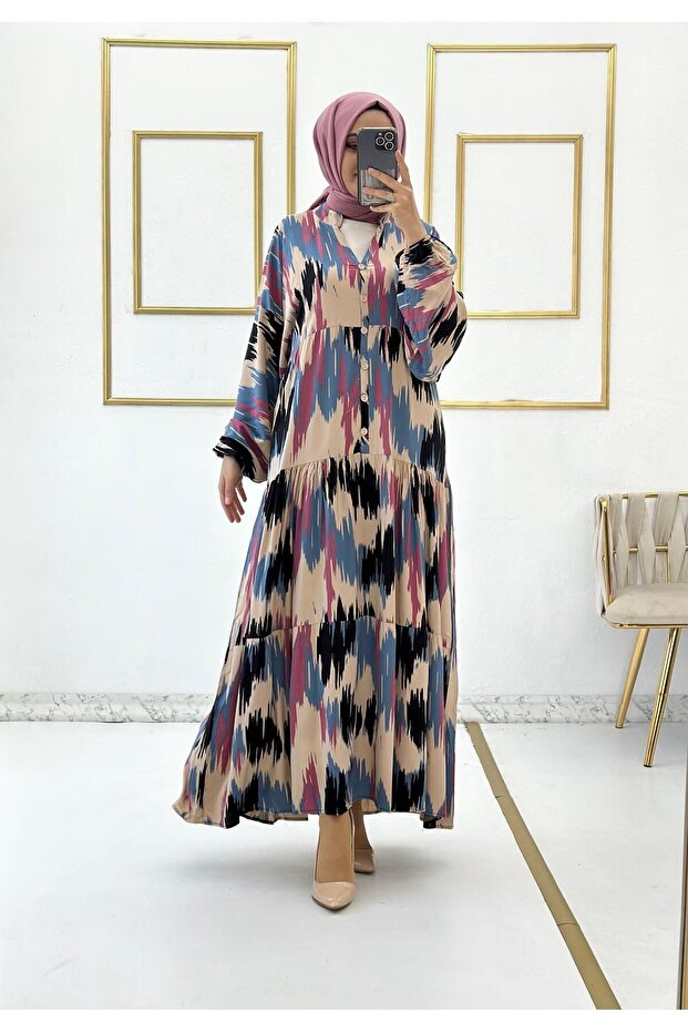 فستان فيسكوز صيفي بنمط التعادل - 2