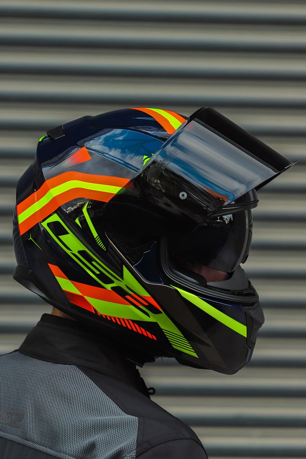 Stream Evo Reflex Mavi Turuncu Kask + Dahili Bluetooth Kulaklık - 4