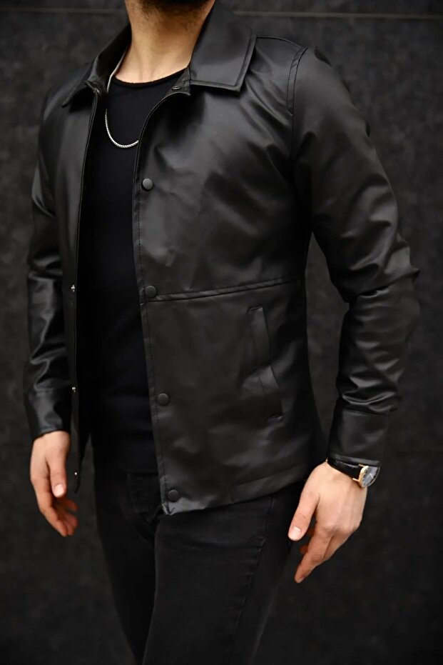 Schwarze Herren-Lederjacke - 1